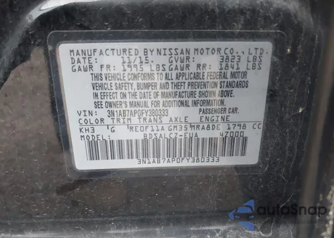 2015 Nissan Sentra S from USA, damaged, VIN 3N1AB7AP0FY380333